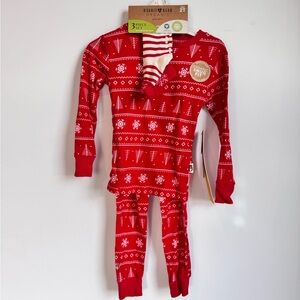 NWT Rabbit Bear Organic Christmas Fitted PJ Set with Socks Size 2T